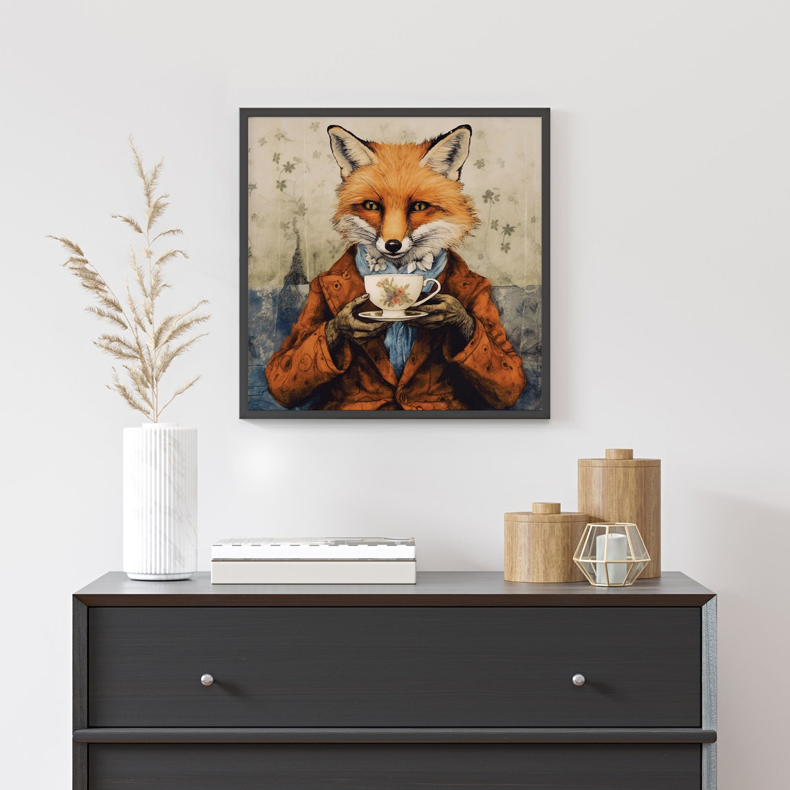 Gentleman Fox Drinking Tea Vintage British Afternoon Tea Art Print - Image 5