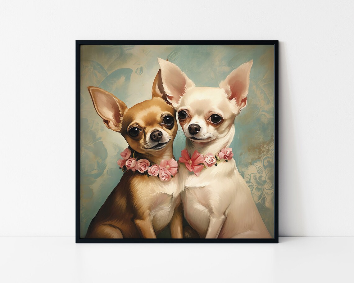 Couple Of Chihuahua Dogs Love Story Art Print
