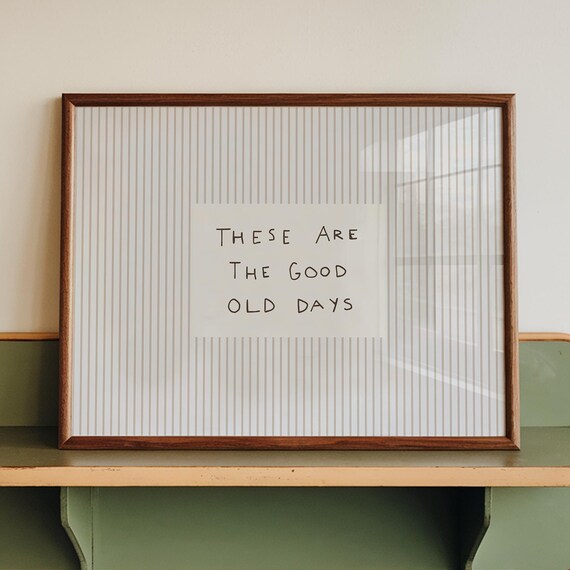 Good Old Days Print Minimalist Home Decor Neutral Striped Wall Art Digital Download Horizontal