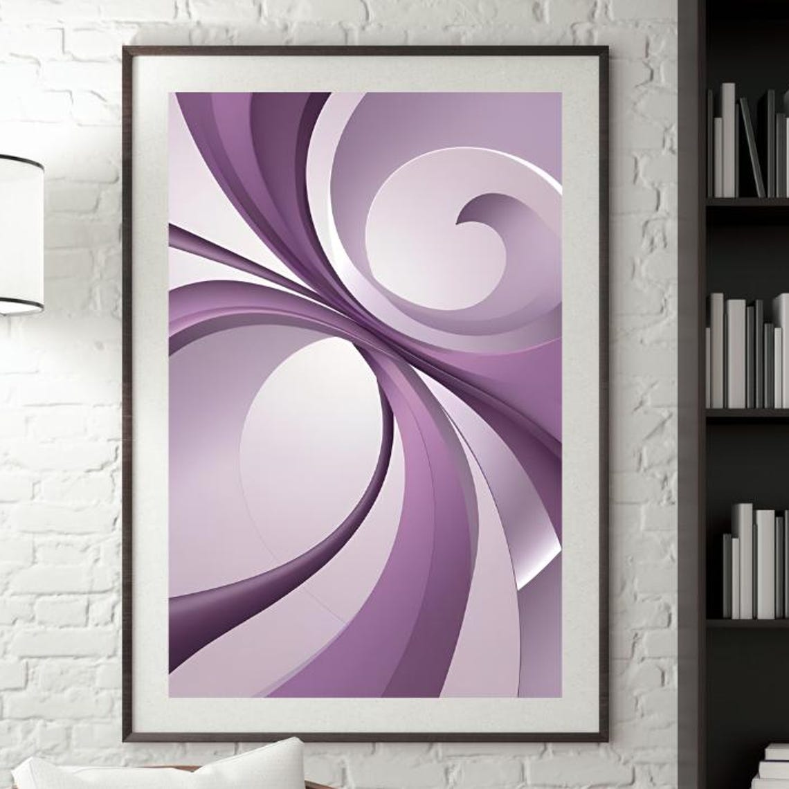 Lilac Purple Ribbon Swirl Smooth Curves Elegant Abstract Art Poster