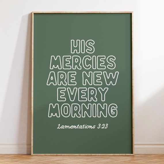 Lamentations 3 Christian Wall Art Bible Verse Quote Sage Green Wall Art Minimalist Faith Poster Apartment Decor Housewarming Gift