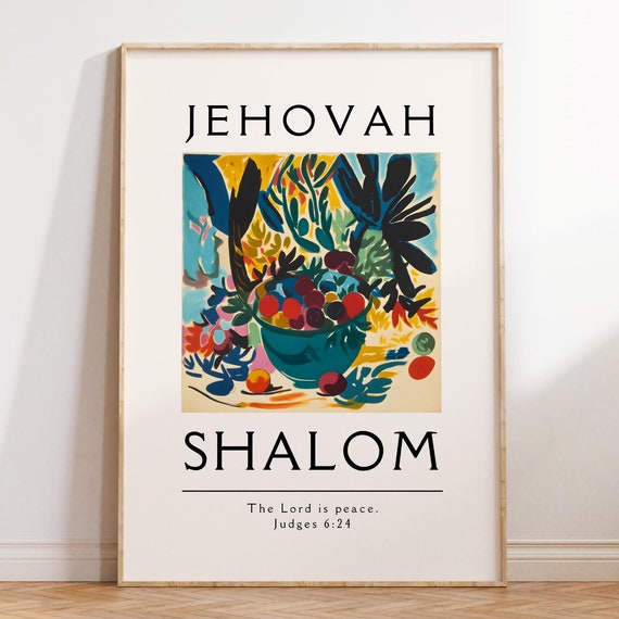Jehovah Shalom Christian Wall Art Wall Art Bible Verse Wall Art Trendy Apartment Decor Colorful Housewarming Gift For Christian