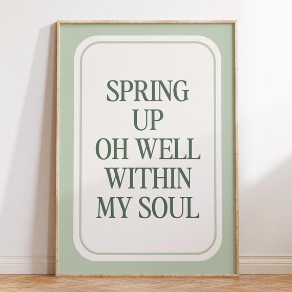 Spring Up O Well Within My Soul Beloved Hymn Sage Green Card Poster