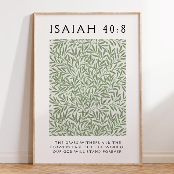 Isaiah 408 Christian Wall Art Bible Verse Quote Sage Green Wall Art Minimalist Flower Market Faith Poster Apartment Decor Housewarming Gift