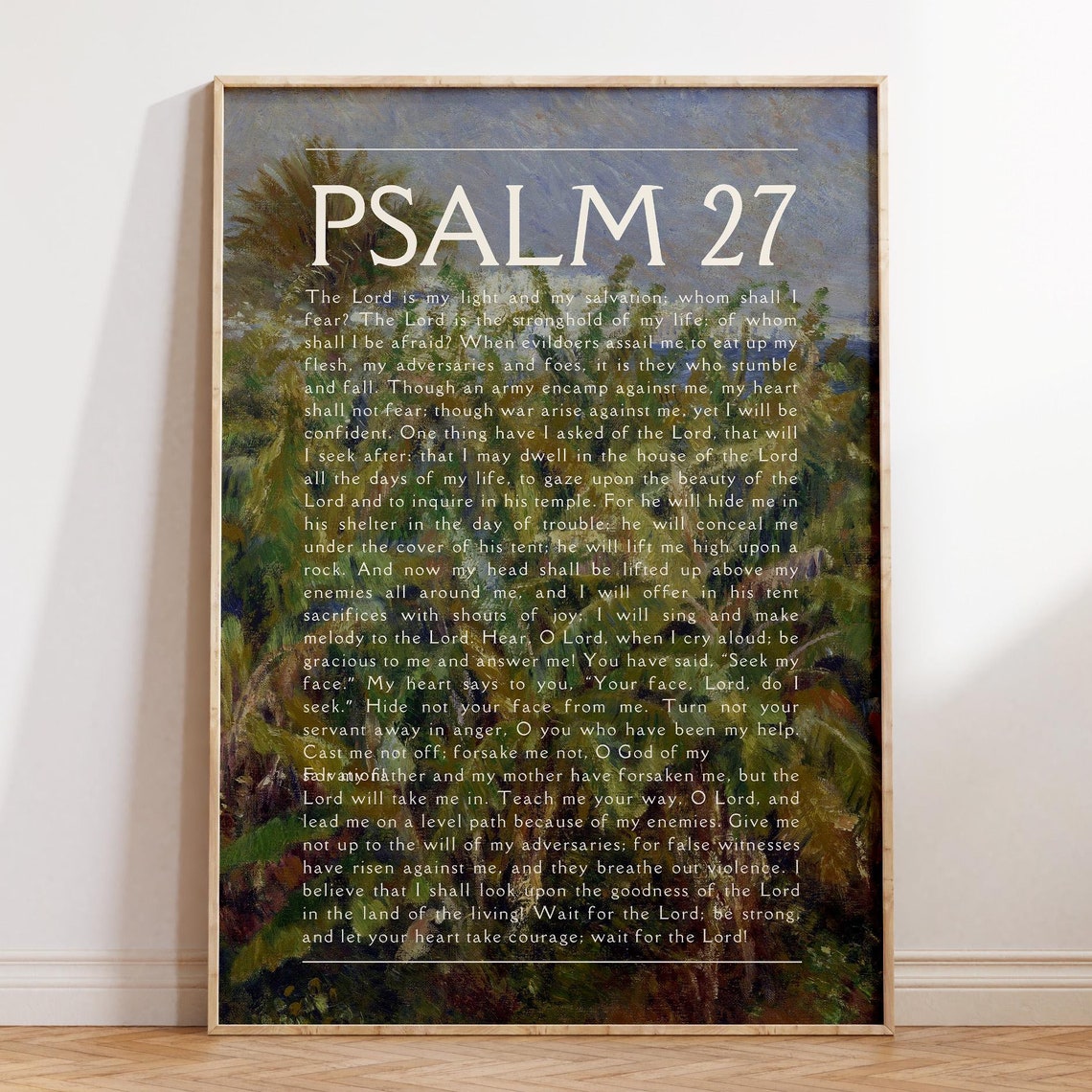 Psalm 27 Christian Wall Art Scripture Poster Bible Verse Wall Art Wall Art Trendy Apartment Decor Landscape Mural Christian Prints