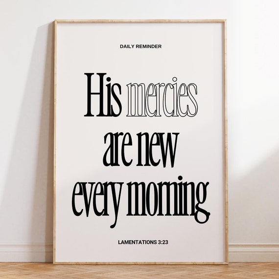 Lamentations 3 Quote Christian Wall Art Bible Verse Decor Dorm Room Poster Wall Art Trendy Apartment Decor Housewarming Gift