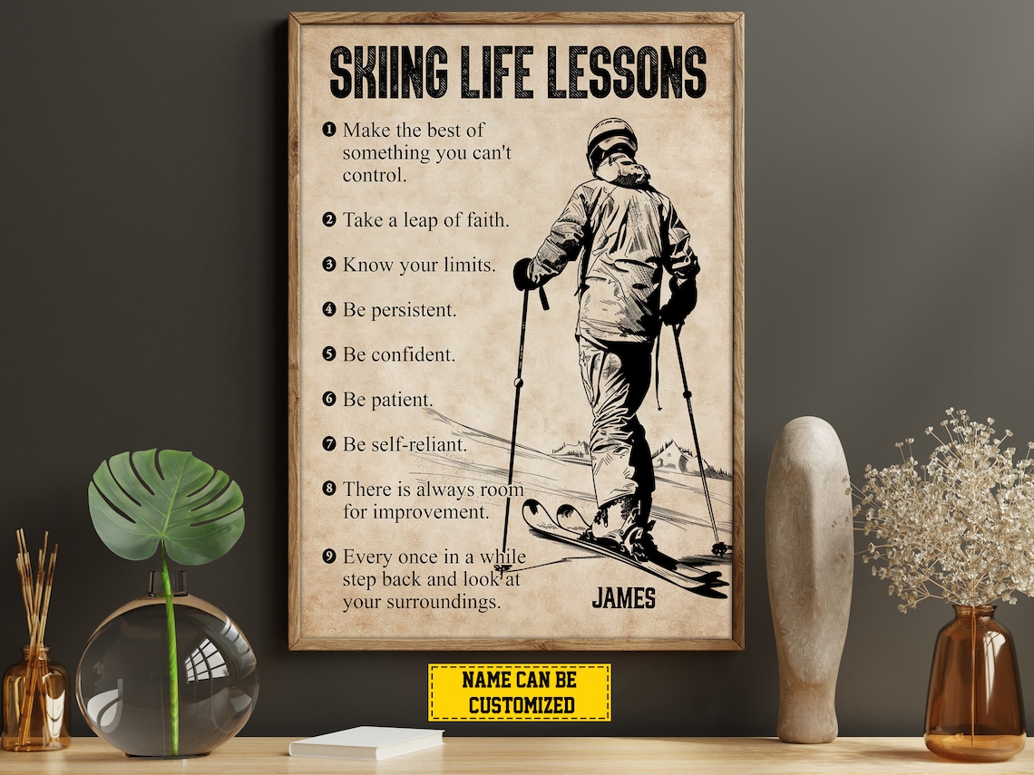 Skiing Life Lessons, Personalized Skiing Gift for Men
