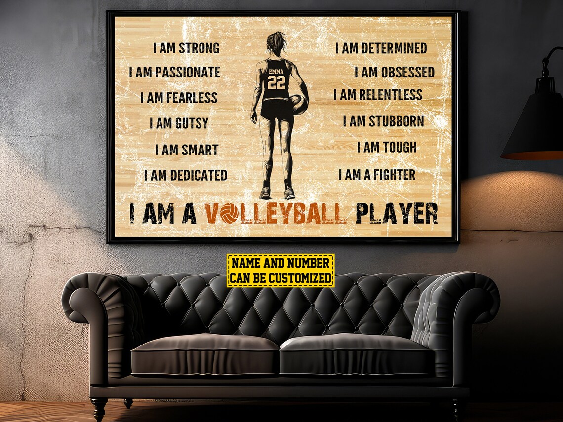Volleyball Affirmations Personalized Poster Custom Name Number Wooden Wall Art - Image 4