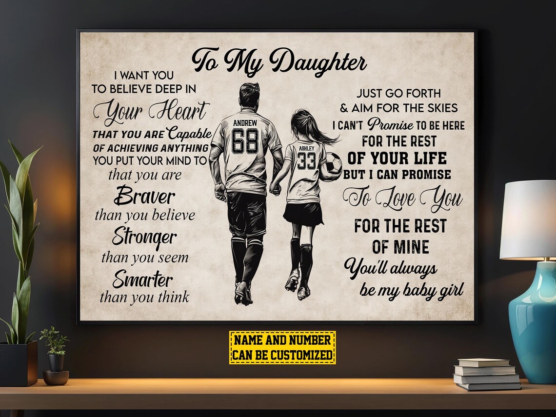 Personalized Soccer Poster for Daughter, Art Print