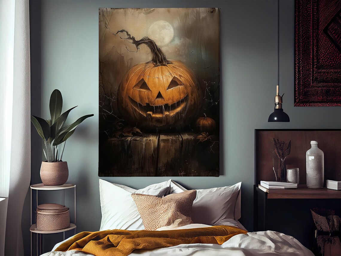 Vintage Pumpkin Halloween Art Print, Dark Decor - Image 3