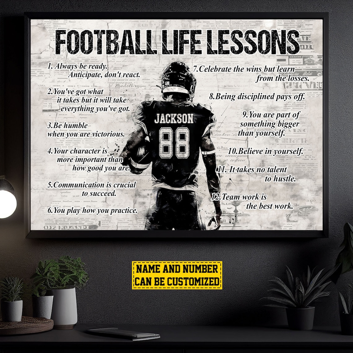 Personalized Football Life Lessons Poster Print