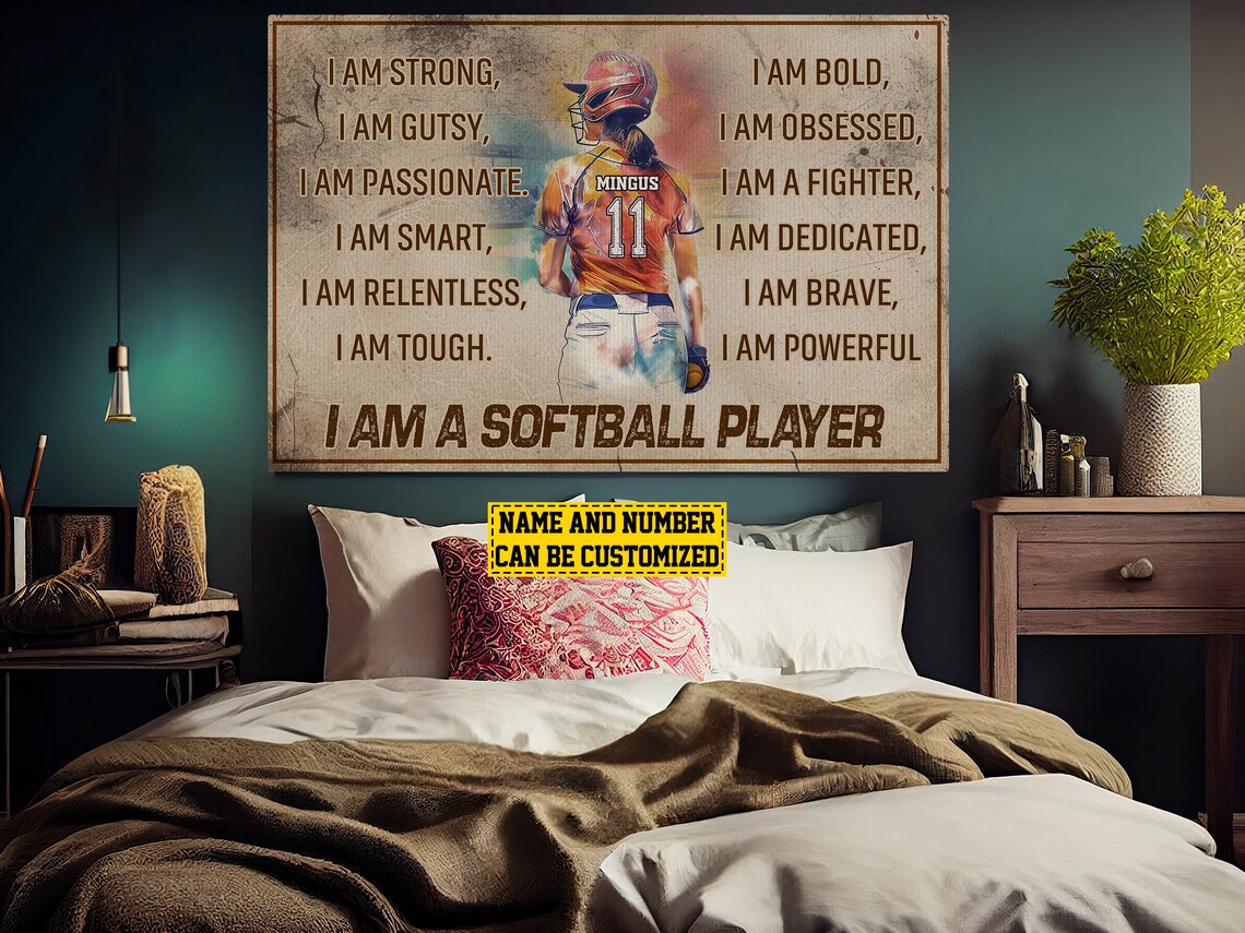 Vintage Baseball Personalized Art Print for Girls & Women - Image 3
