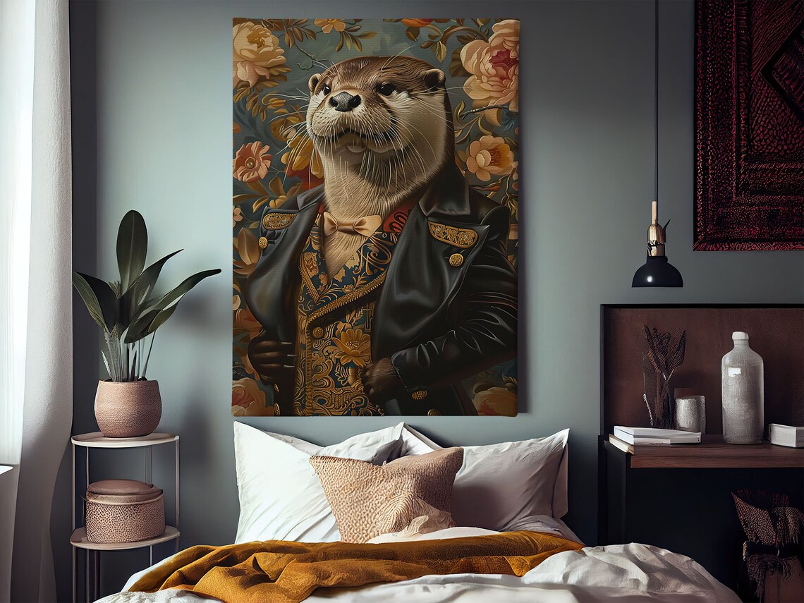 Cottage Renaissance Otter, Vintage Animal Art Print - Image 2