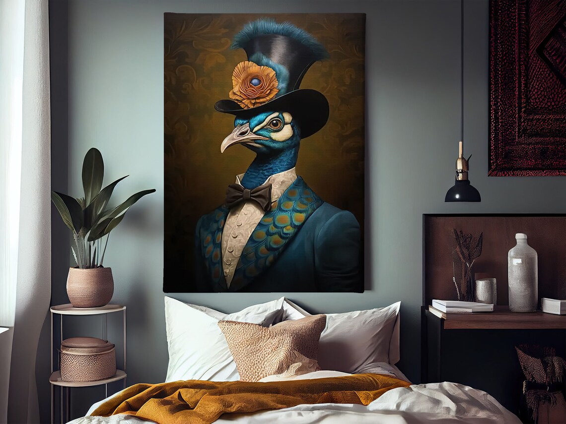 Vintage Renaissance Peacock Poster, Cottage Wall Art Print - Image 3