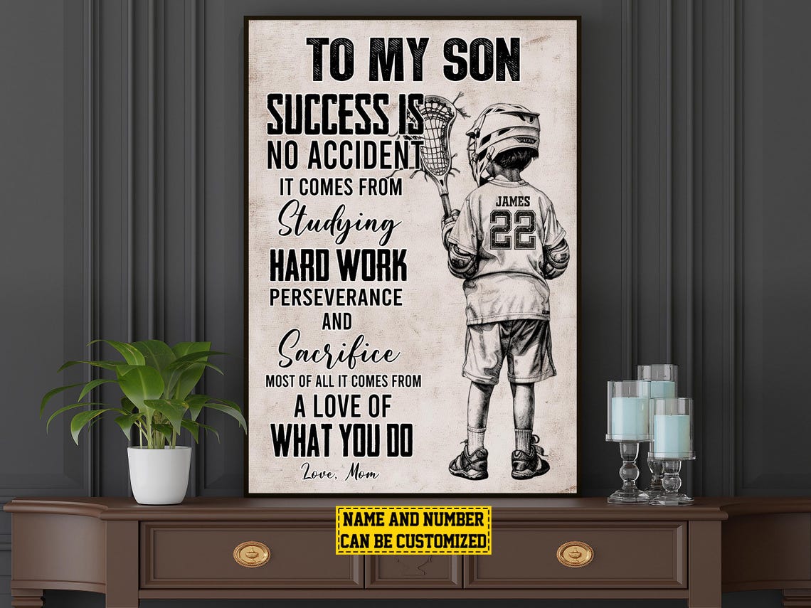 Lacrosse To My Son Personalized Print Lacrosse Custom Poster Print Lacrosse Gift For Boy Son - Image 6