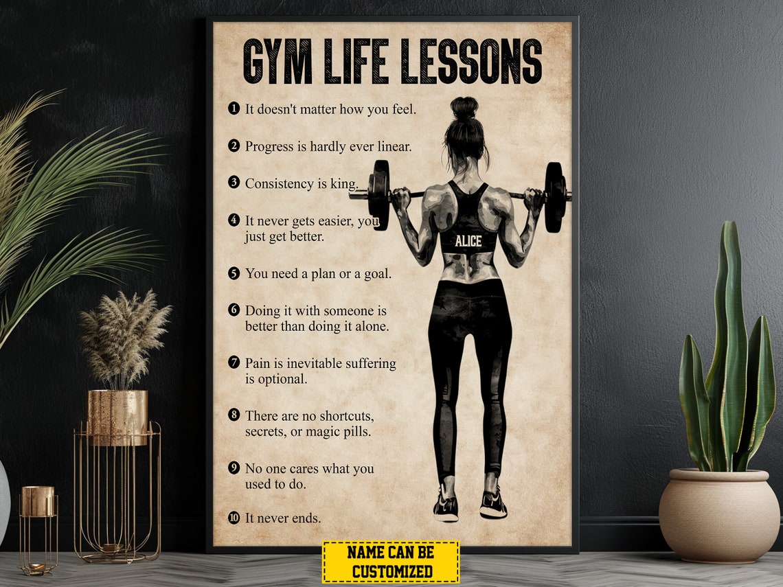 Gym Life Lessons Personalized Print Gym Poster Print Gym Gift For Girl Daughter - Image 5