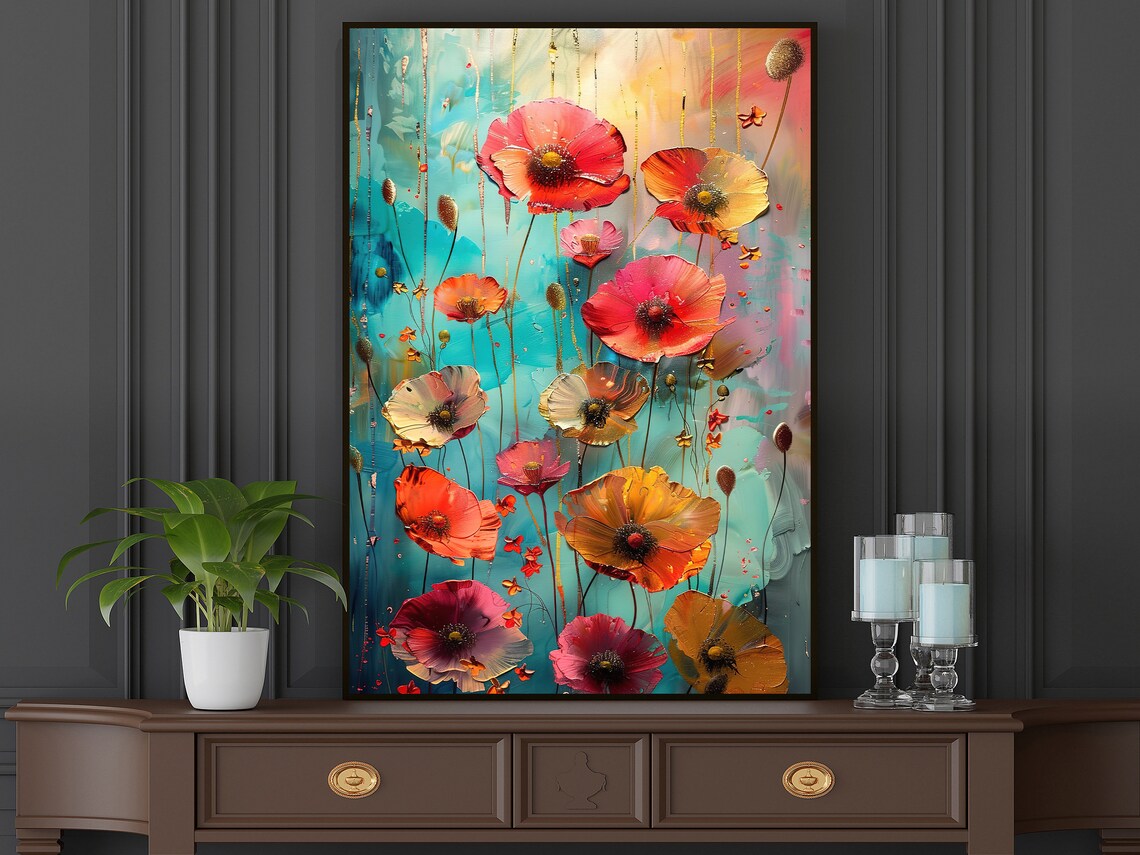 Retro Botanical Flowers Oil Painting Art Print - Image 5