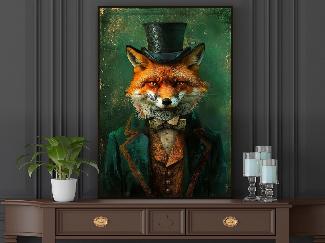 Cottage Renaissance Gentleman Fox, Gothic Art Print - Image 4