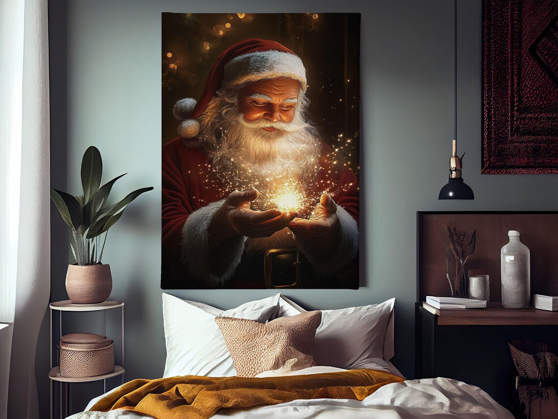 Vintage Santa Claus Wish Christian Cottage Poster Print - Image 3