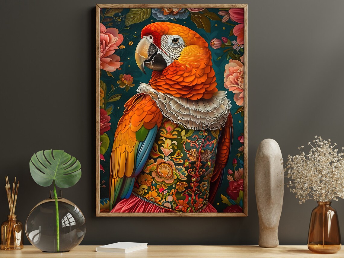 Matisse-Inspired Parrot Poster Print, Wild Bird