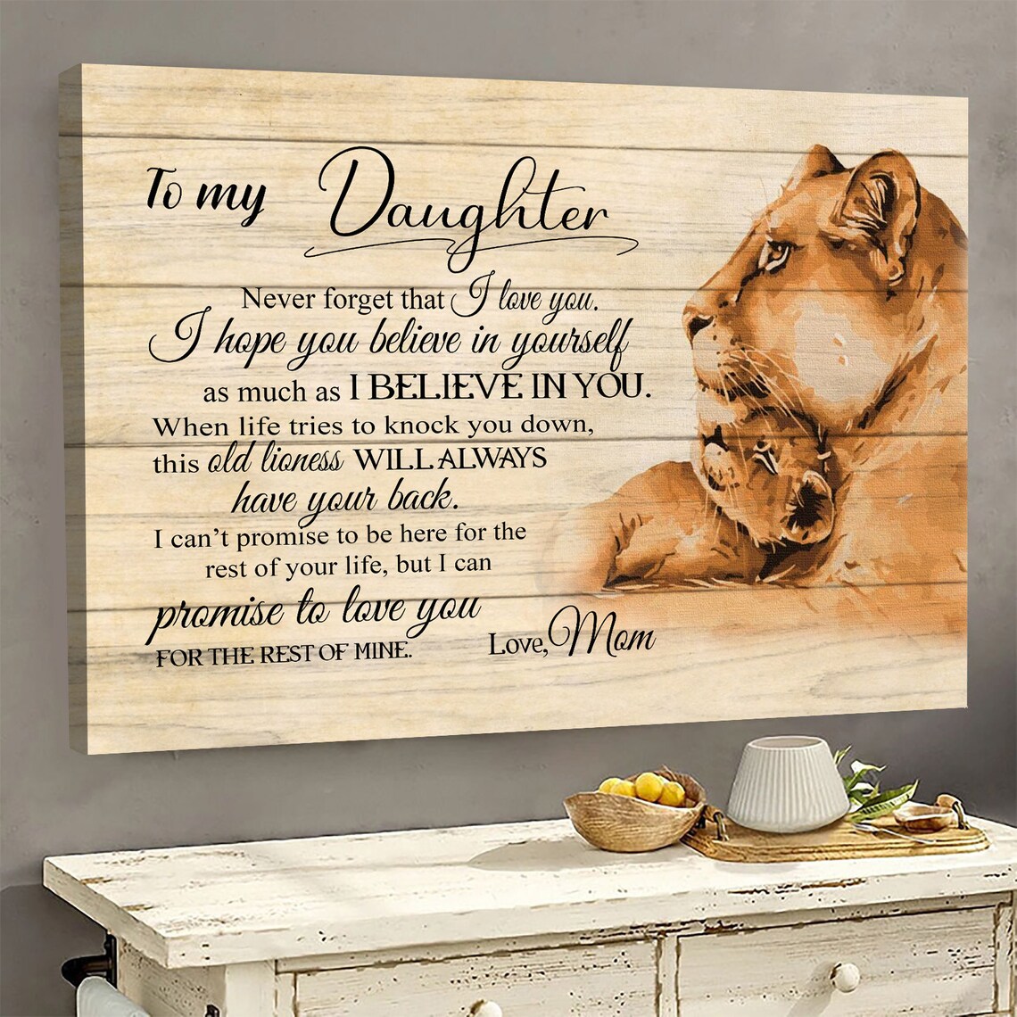 To My Daughter Old Lioness Believe In Yourself Lion Mom Cub Wood Wall Art - Image 5