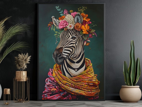 Vintage Maximalist Zebra Lady Poster Art Print