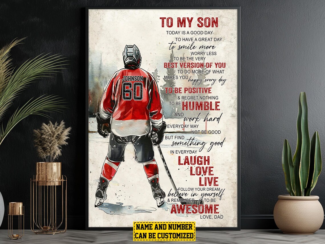 To My Son Hockey Player Personalized Art Print