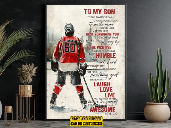 To My Son Hockey Player Personalized Art Print