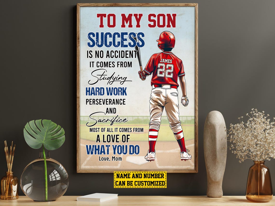 Baseball Player Son Personalized Print Baseball Poster Print Softball Gift For Son Boys - Image 5