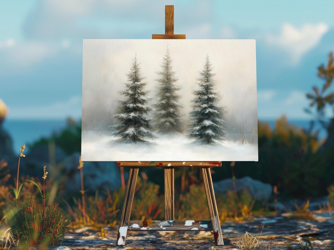 Vintage Christmas Tree Painting, Holiday Art Print - Image 2