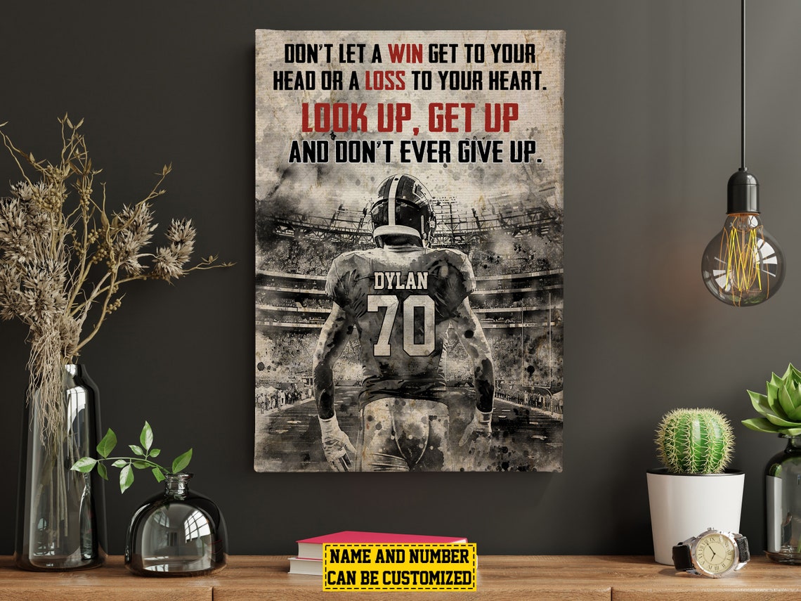 Football Motivation Personalized Player Quote Vintage Sports Poster - Image 4