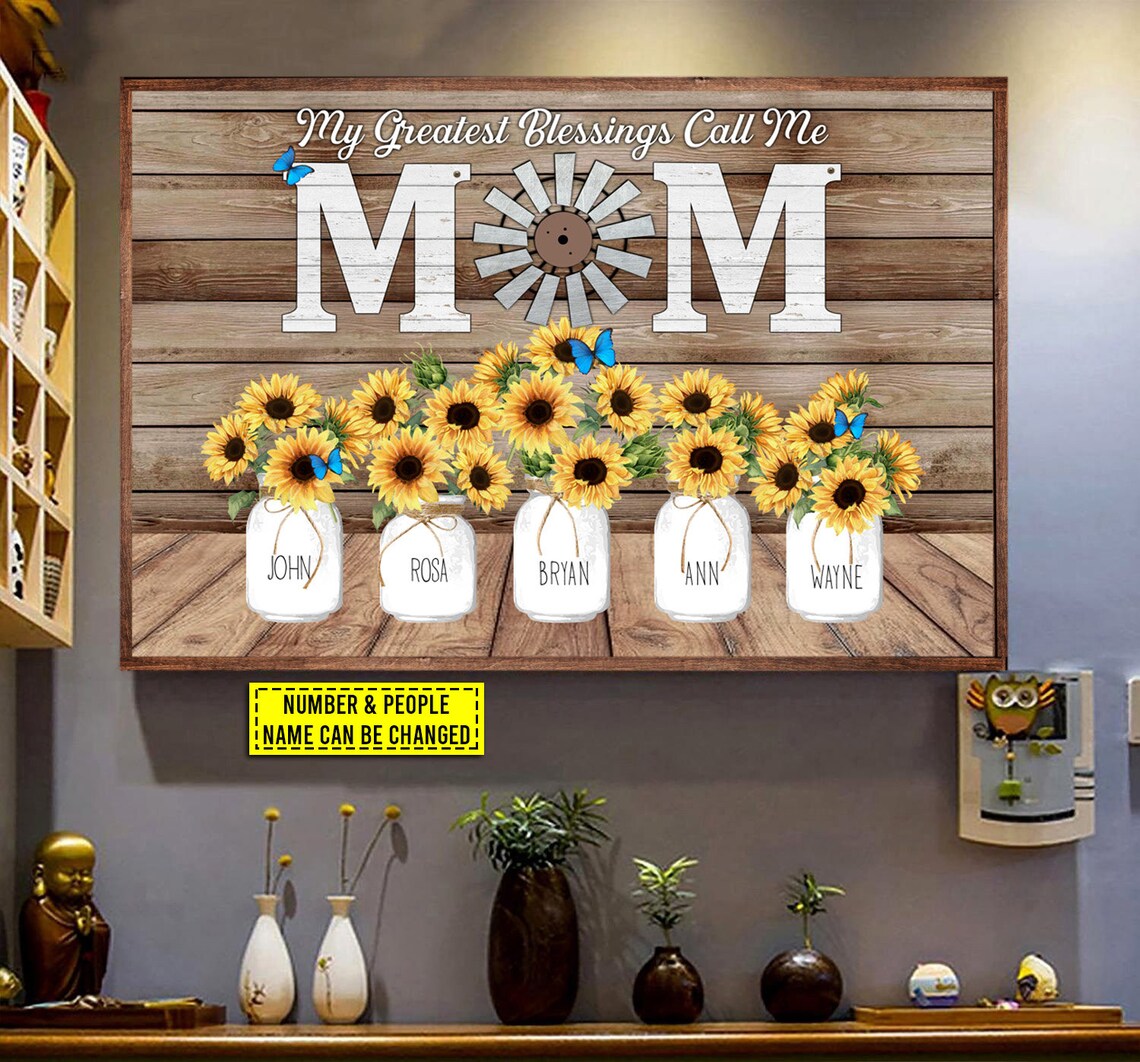 Personalized Family Members Sunflower Art Print for Mom - Image 5
