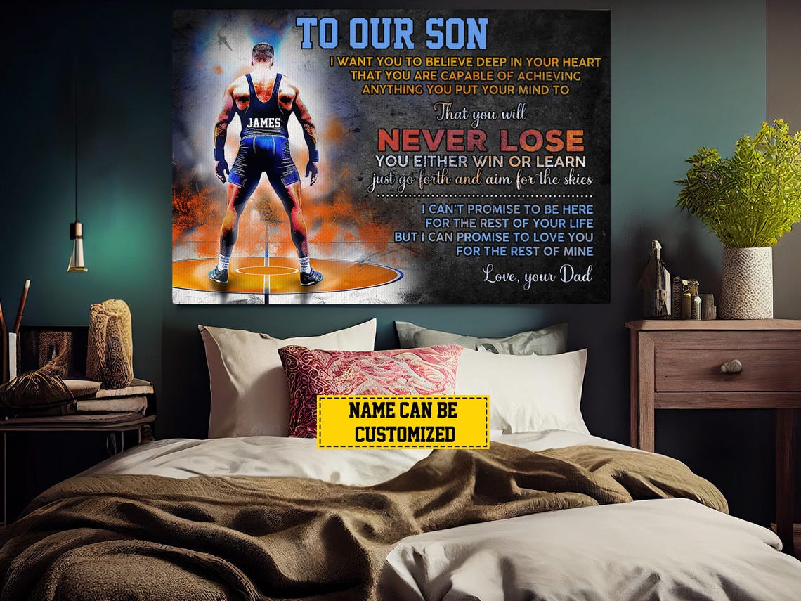 Wrestling To Our Son Personalized Print Wrestling Poster Print Wrestling Gift For Son Men - Image 5