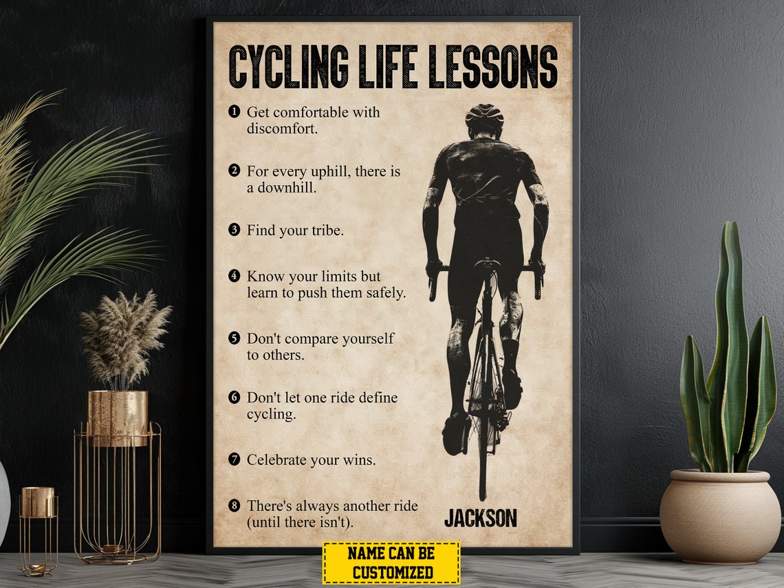Cycling Life Lessons Personalized Print Cycling Poster Print Cycling Gift For Boy Man - Image 4