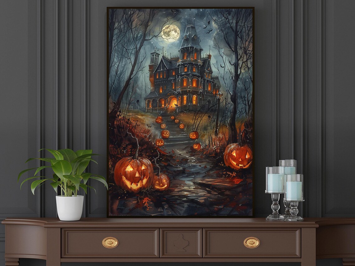Dark Haunting Castle Halloween Poster Print - Image 4