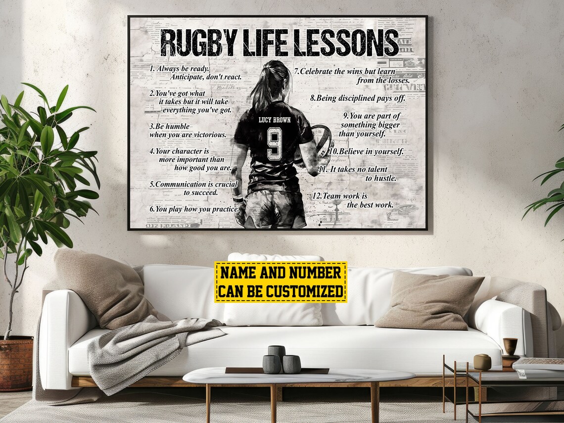 Personalized Rugby Life Lessons Art Print for Women - Image 3