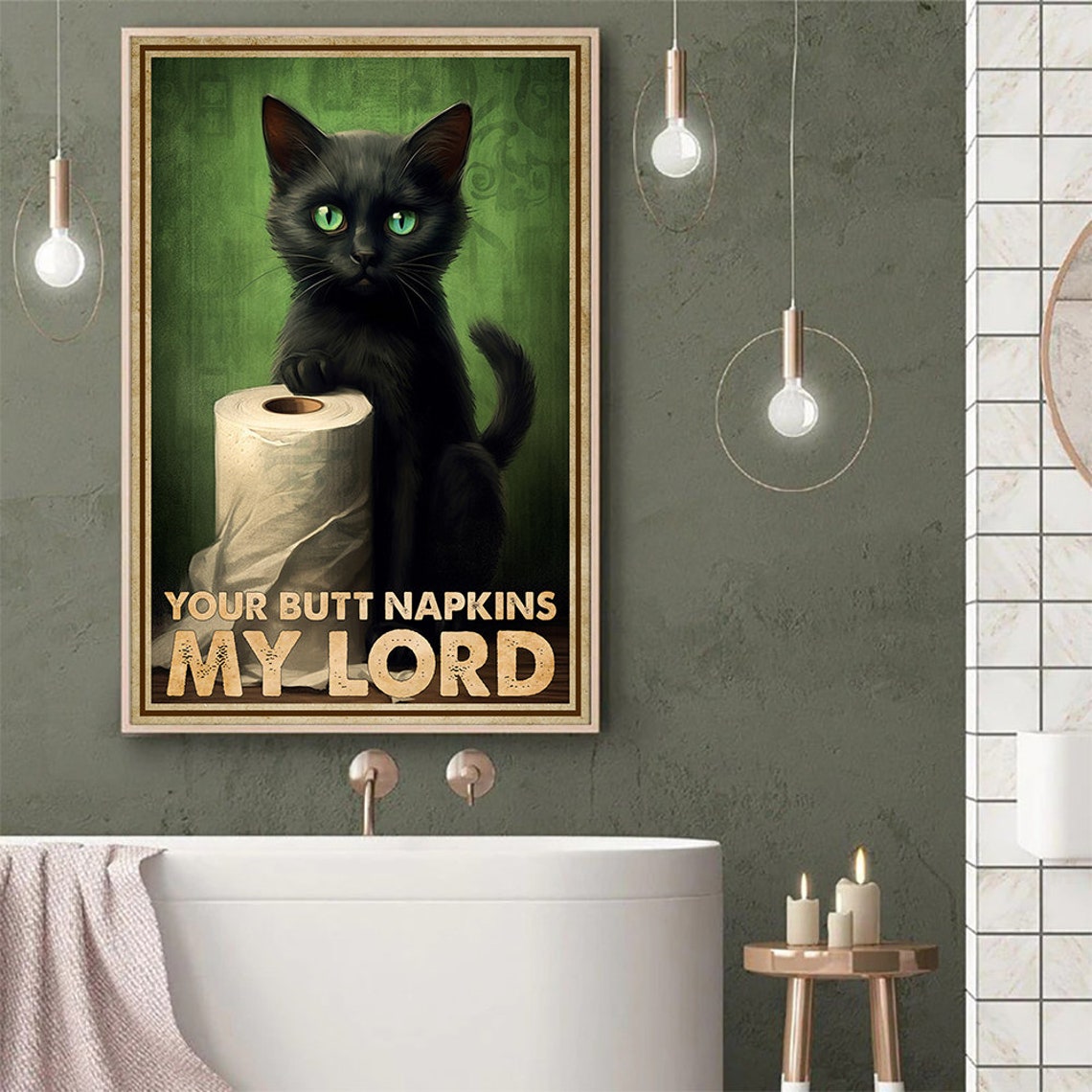 Vintage Black Cat Bathroom Poster - Image 5