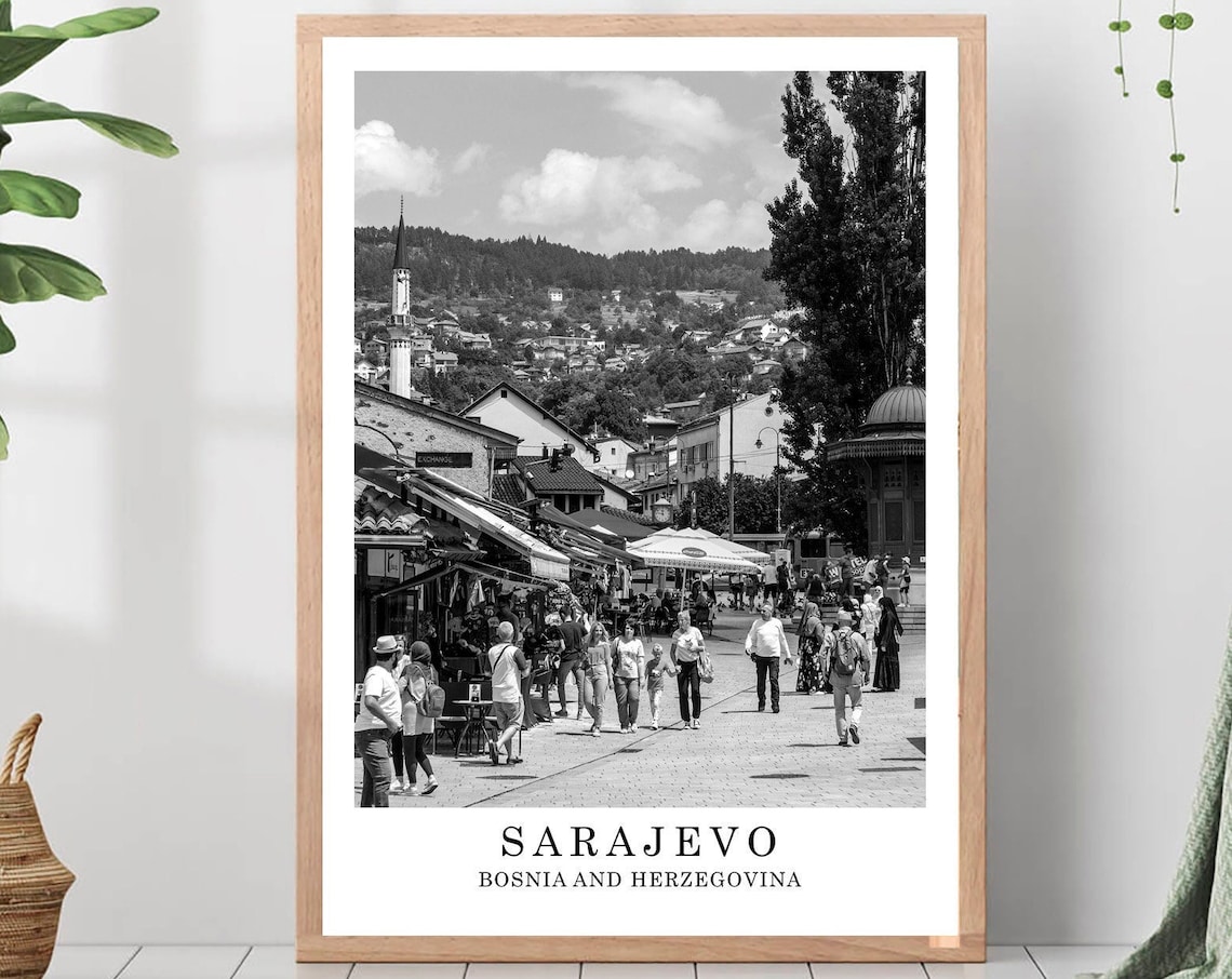 Sarajevo Minimalist Travel Poster, City Print