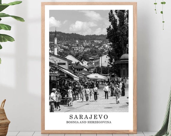 Sarajevo Minimalist Travel Poster, City Print