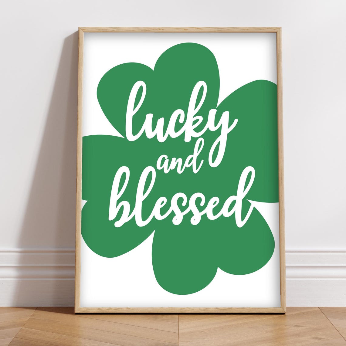 St Patrick's Day Lucky And Blessed Shamrock Script Green Poster