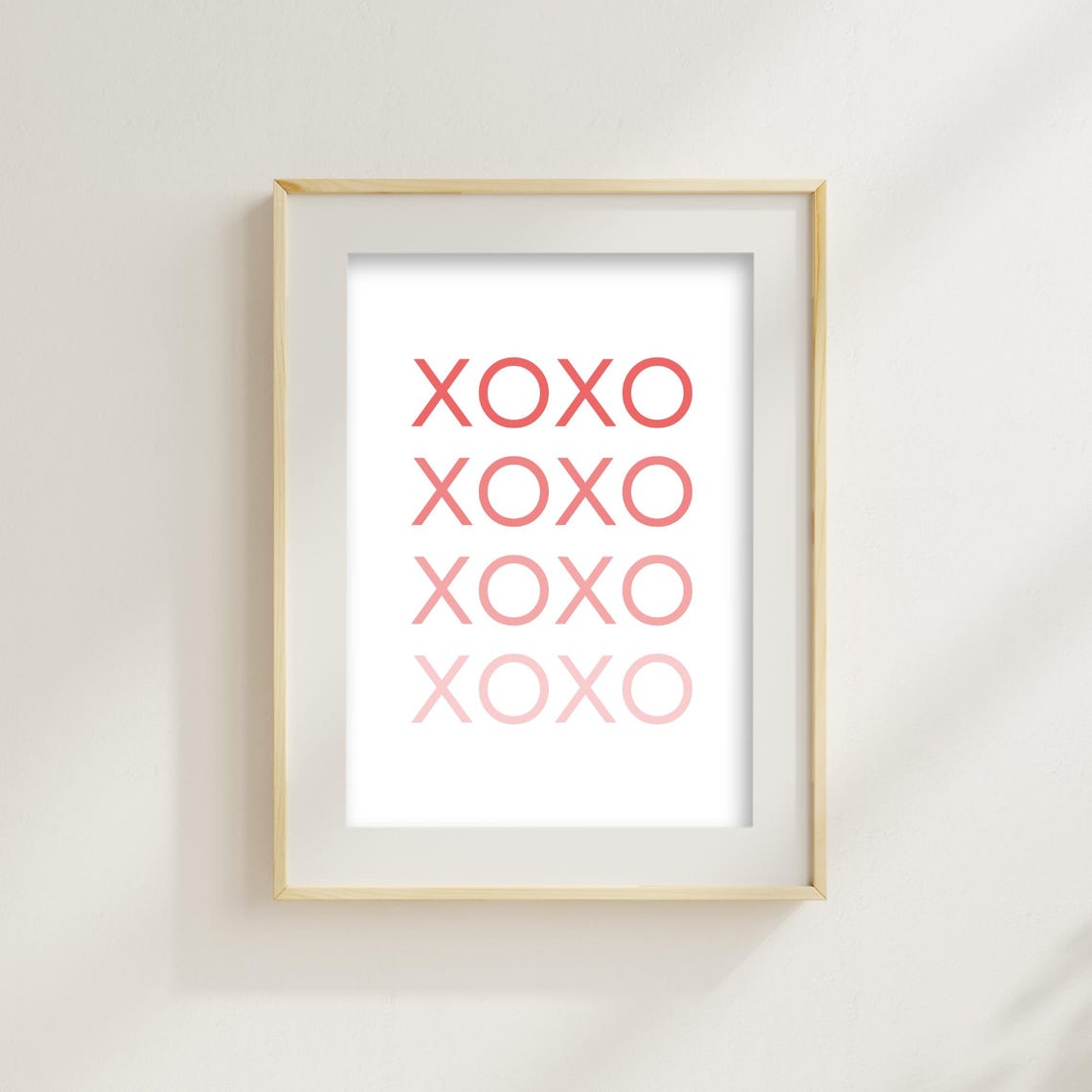 Valentine's Day XOXO Pink Retro Typography Stacked Modern Poster