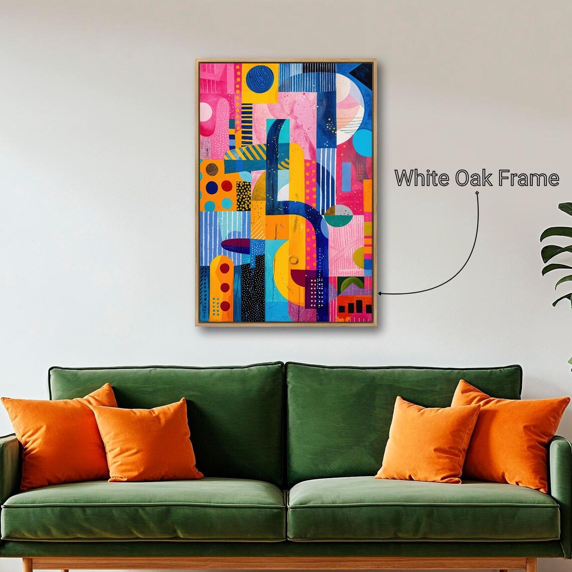 Geometric Shapes Framed Print Expressive Wall Art Abstract Forms Painting Print Vibrant Colors Wall Decor Gift Ready To Hang - Image 2