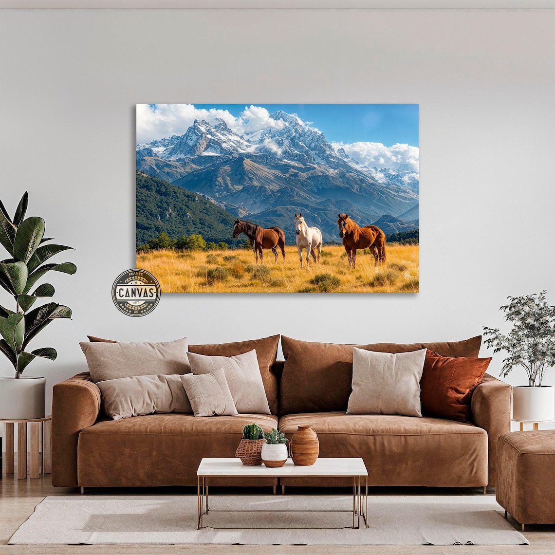 Mountain Landscape with Grazing Horses Art Print - Image 2