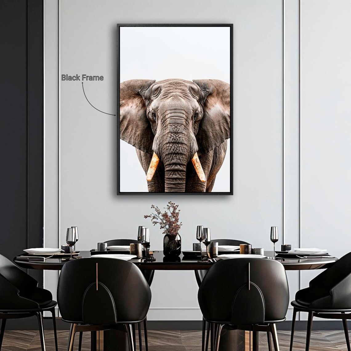 African Elephant Close Up Portrait Tusks Wildlife Photography Poster - Image 5