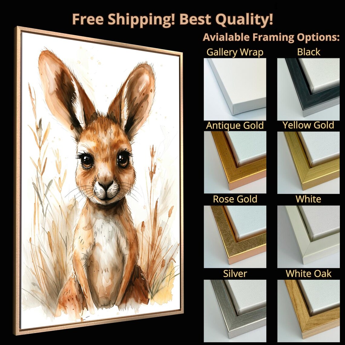 Adorable Baby Kangaroo Watercolor Australian Wildlife Poster - Image 4