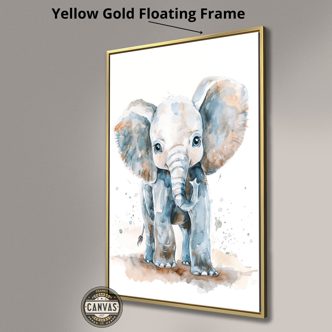 Cute Baby Elephant Blue Watercolor Safari Nursery Animal Art Poster - Image 2