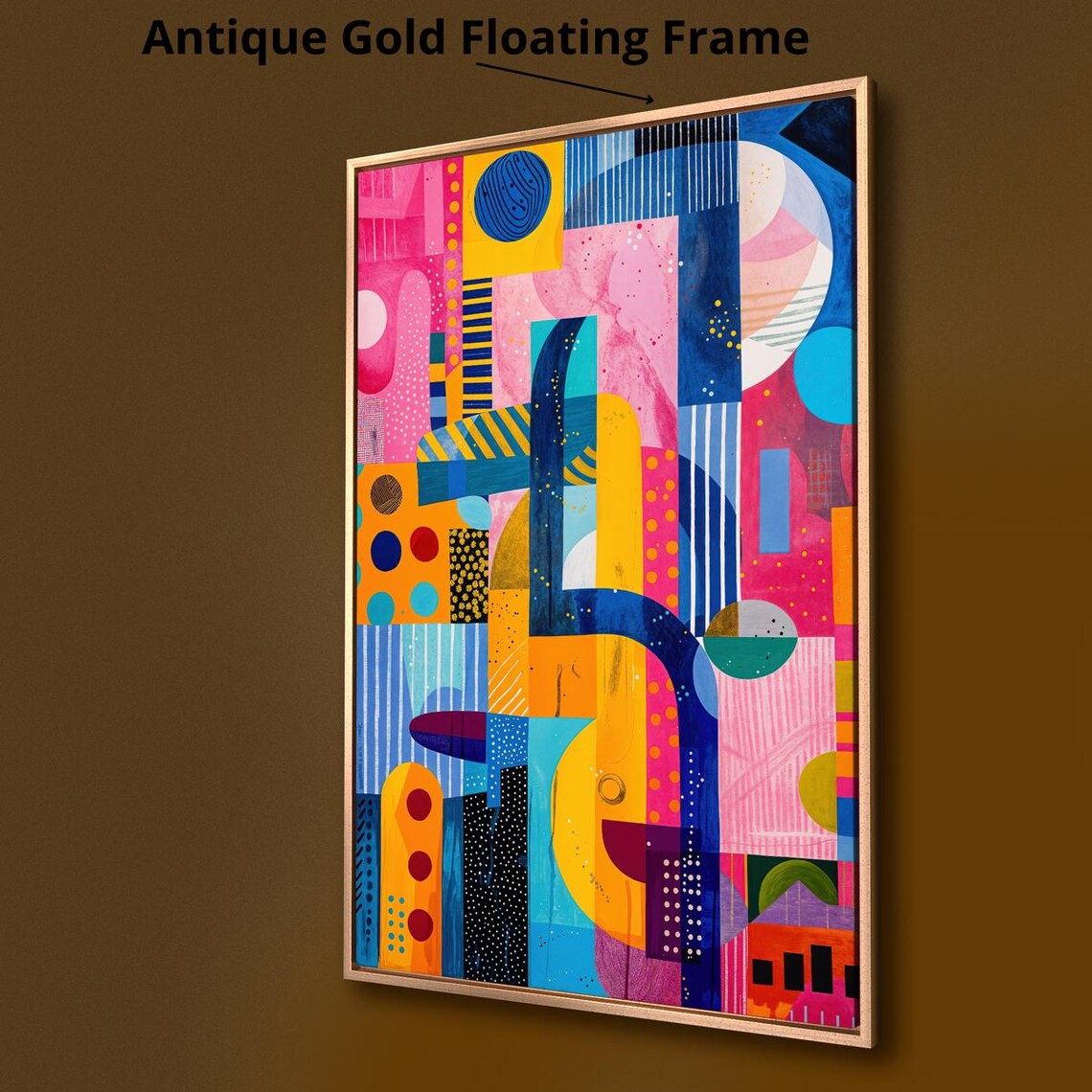 Geometric Shapes Framed Print Expressive Wall Art Abstract Forms Painting Print Vibrant Colors Wall Decor Gift Ready To Hang - Image 3