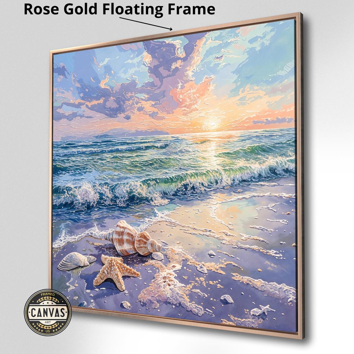 Beach Sunset With Ocean Waves, Coastal Art Print - Image 3