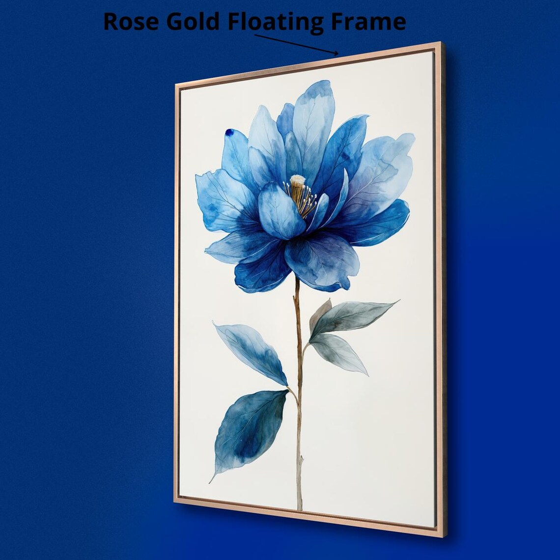 Single Blue Flower Watercolor Calming Botanical Minimalist Art Poster - Image 2