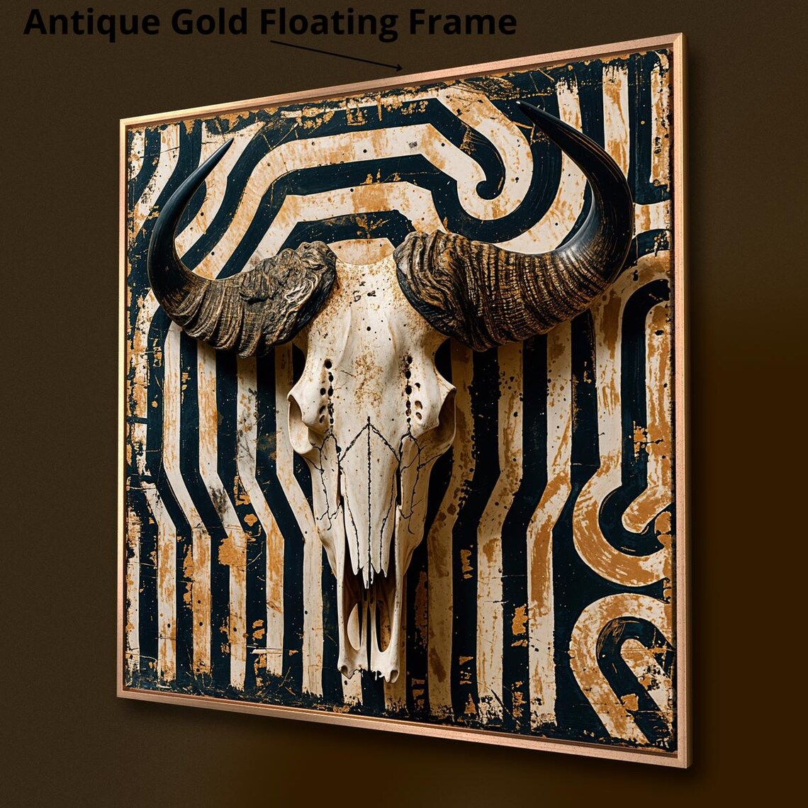 Rustic Buffalo Skull Tribal Pattern Southwestern Style Wild West Art Print - Image 3